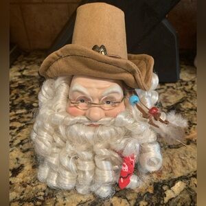 Vintage Porcelain Cowboy Santa Ornament